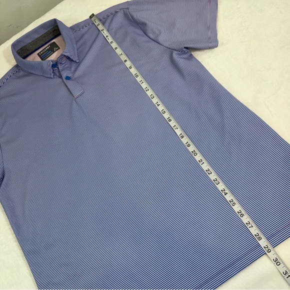 Twillory Athleisure Performance Polo Shirt Mens Sz XXL Blue Striped Golf - Picture 7 of 9
